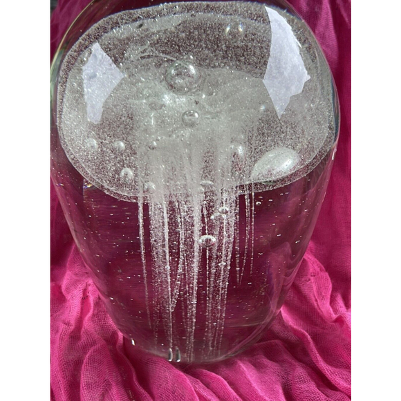 Art Glass Vintage Paperweight Jelly Fish Floating Inside 4lbs - Picture 3 of 10